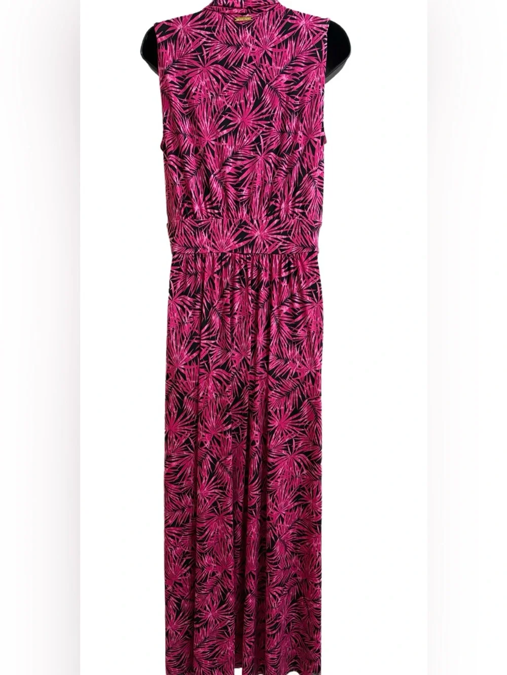 Michael Kors Sleeveless Pink Palm-Print Maxi Dress